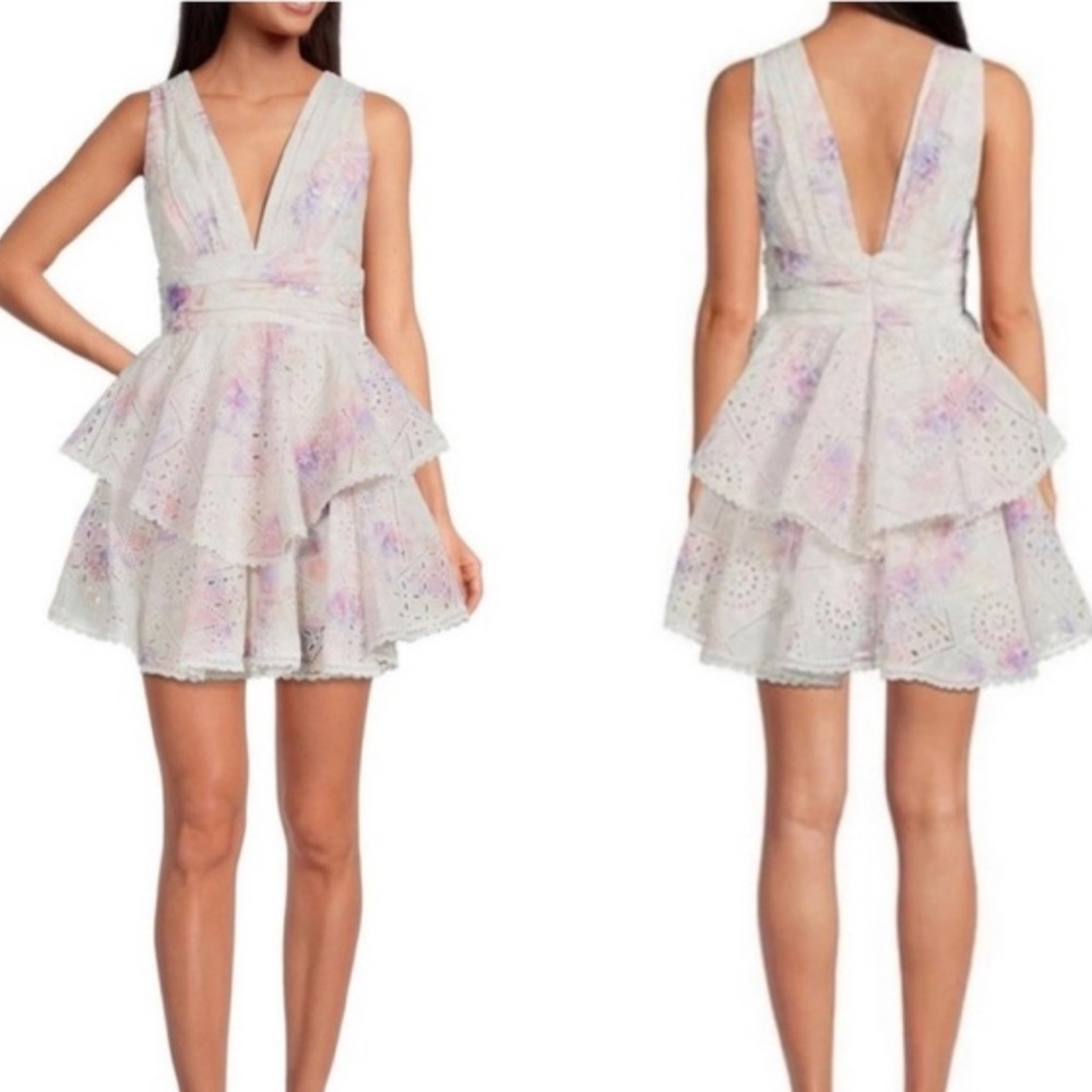 Gianni Bini Pink and Purple Eyelet Ruffle dress